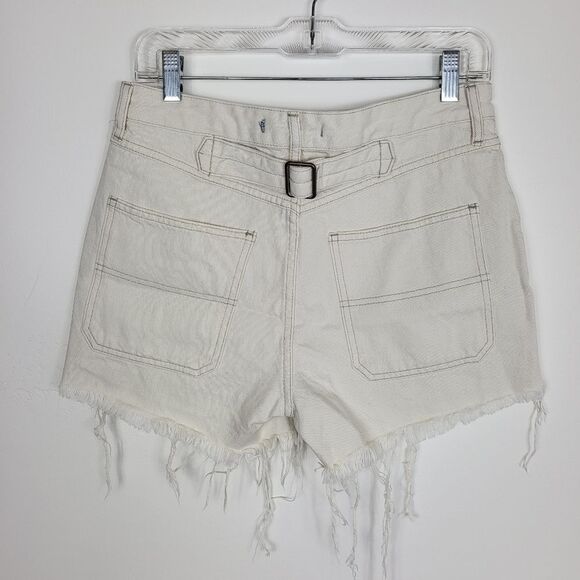 Free People White Jesse Carpenter Raw Hem Button Fly Denim Shorts 30 - Picture 7 of 7